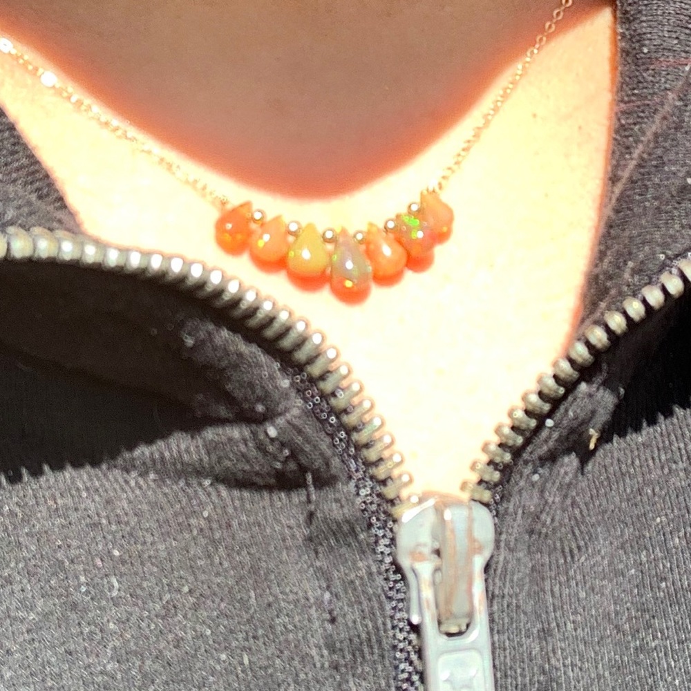 14k Solid Gold Opal Solid Gold Necklace